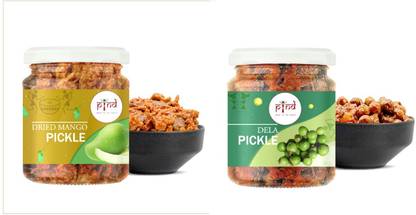 pind COMBO PICKLE 2 IN 1, HOMEMADE DRIED MANGO PICKLE( LESS OIL), DELA PICKLE, PINDDA ACHAAR, 200GM EACH Mixed Pickle