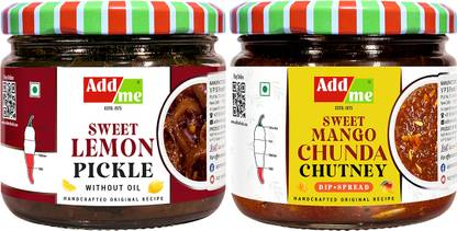 Add me Chunda Mango Chutney with Jeera & Lemon Pickle Combo - 200G Nimbu Sweet & Sour Lemon, Mango Pickle