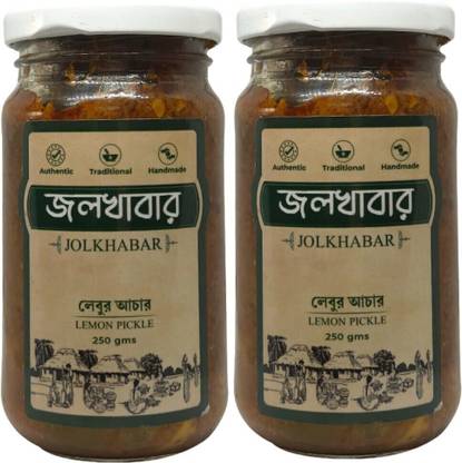 JOLKHABAR Lebu Achar Pack of 2- 500g|Authentic Bengali Traditional Handmade Lemon Pickle