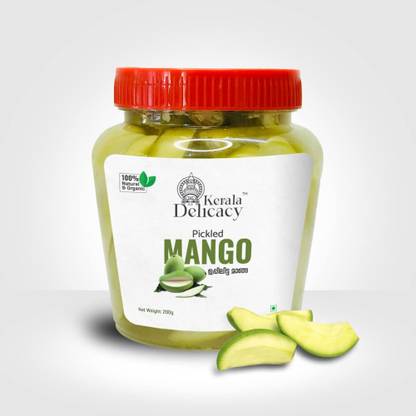 Kerala Delicacy Seasoned Pickled mangoTraditionally Preserved In Vinegar And Green Chilli, Mango Pickle