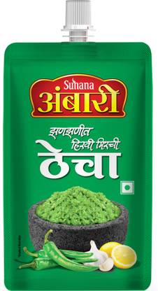 pravin Green Chilli Thecha / Chutney 100g Pouch - Pack of 8 Chutney Paste