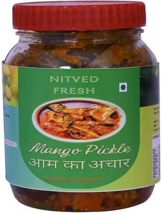 NITVED FRESH Mango Pickle Homemade Tasty & Sour Guthli Wala Aam Ka Achar (400g) Mango Pickle
