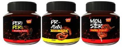 PICKLE FRESH Chicken Prawn Mutton Pickle Combo | Spicy | 250gms each | No Preservatives Added Chicken, Mutton, Prawn Pickle