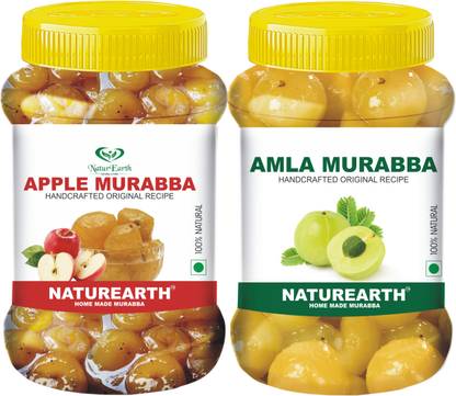 NaturEarth Homemade Apple Murabba & Amla Ka Murabba, (400x2Gm Pack of 2 ) Sweet Murabba Apple, Amla Murabba