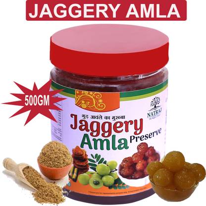 NATRAJ The Right Choice JAGGERY AMLA MURABBA 500gm | GUUD-SHAKKAR MURABBA | HOMEMADE Amla Murabba