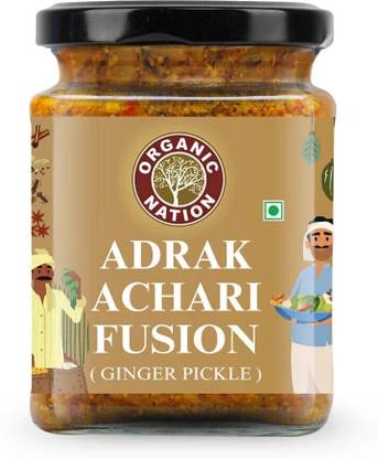 Organic Nation Adrak Achari Fusion | Homestyle Pickle | No Preservatives 250g Ginger Pickle