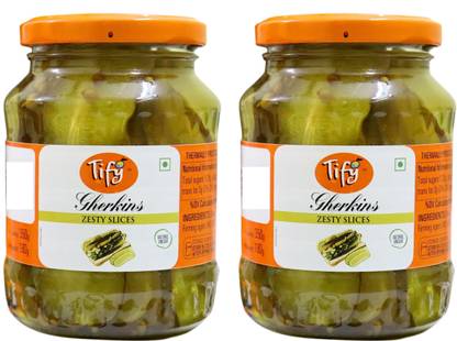 TIFY Gherkins Zesty Slices 350ml x Pack of 2 Cucumber Pickle