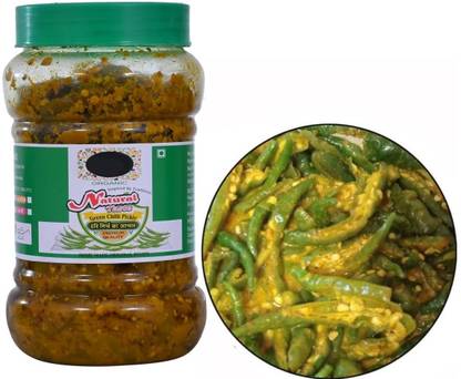 Natural Taste Green Chilli Pickle Hari Mirch Ka Achar Less Oil Original Receipe NT 800 gms) Green Chilli Pickle