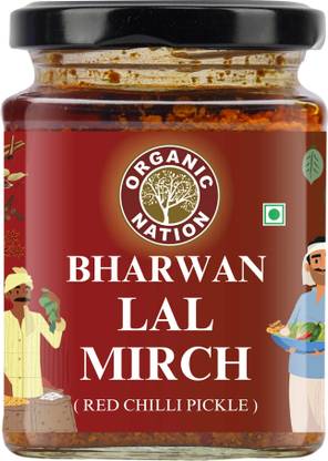 Organic Nation Bharwan Lal Mirch |Homestyle Pickle | Traditional Taste | No Preservatives250g Red Chilli Pickle
