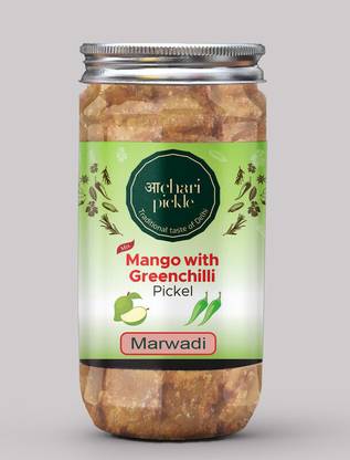 ACHARI PICKLES Mango With Greenchilli Pickle Marwadi(400 GM) Ghar Ka Achar Mixed Vegetable Pickle