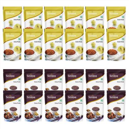 Suvidhi Amla Pickle (Pack of 12),Dates Pickle (Pack of 12) in all 2400gm Amla, Dates Pickle