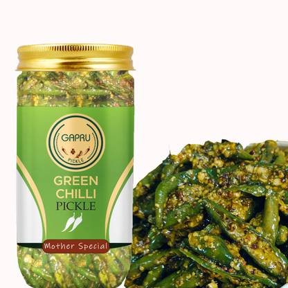 Gapru Mother Special Green Chilli Pickle- Mother Special -Harimirch Ka Achar 400 GM Green Chilli Pickle