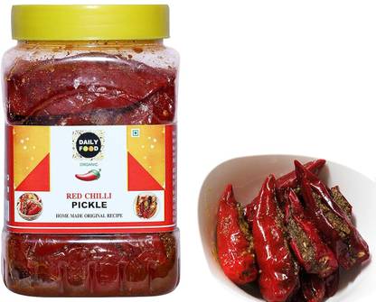 Daily Food Homemade Organic Stuffed Banarasi Red Chilli Pickle, Mirchi Ka Achaar Red Chilli Pickle
