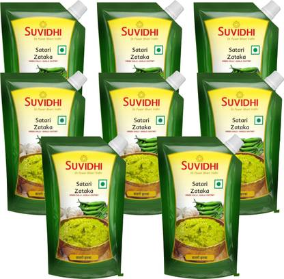 Suvidhi Satari thecha Pichku (Pack of 8) Green Chilli, Garlic Pickle