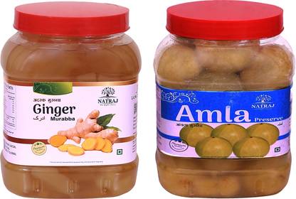 NATRAJ The Right Choice DRAK MURABBA & AMLA MURABBA Combo Pack of 2 x 1 kg Each Ginger, Amla Murabba