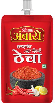 pravin Red Chilli Thecha 100g Pouch - Pack of 6 Chutney Paste