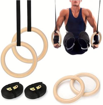 GJSHOP Fitness Gymnastic Rings,Olympic Gym Rings with Heavy Duty Adjustable Straps Pilates Ring