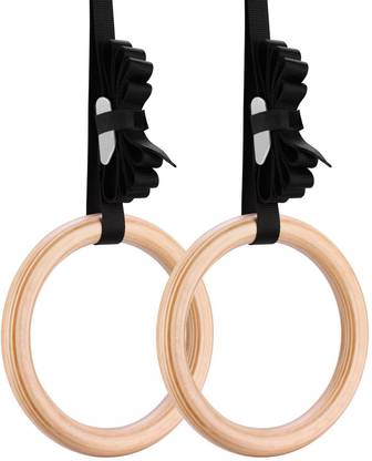 GJSHOP Gymnastic Rings Pull Up Hanging Rings with Heavy Duty Adjustable Straps Roman Pilates Ring