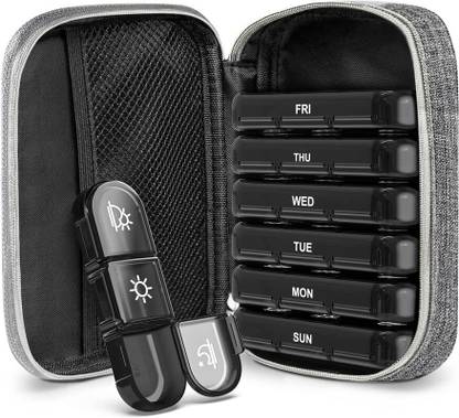 Frizty Weekly Pill Case Organizer 3 Times a Day Portable Light Proof Canvas Bag Pill Box 7 Day to Protect Your Privacy and Store Pill Box