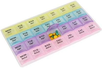 AK ULTIMATE 14 Days 28 Grids 14 Days Weekly Pill Case - Medicine Tablet Dispenser Organizer Pill Box