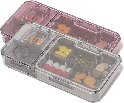 RUDROIMPEX 7 days BPA Free Sealed Moisture proof Medicine Storage Box for Medication (Grey) Pill Box