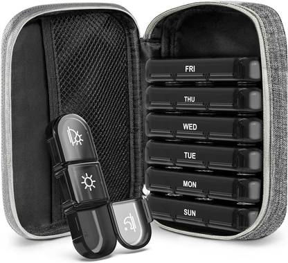 Cloyara 7 days 3 time a day Weekly pill organizer with large portable Light Proof Canvas Bag Pill Box