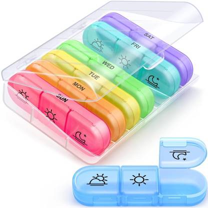 Verilux 7-day Weekly Medicine Organizer 3 Times 7 Days Portable Travel Pill Organizer Box Case Pill Box
