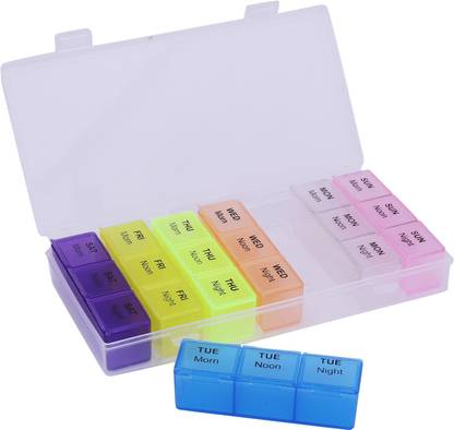 DoNain 3 Times a Day, 7 Days Daily Organizers with 21 Compartments For Medicine Removable Weekly Medicine Pill Box Case and Organizer 21 Total Compartments Pill Box