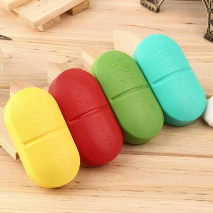 IKONEXX Pocket Size Pill/Medicine Organizer Box, for Emergency Home Traveling Picnic Use Capsule Shape Pill Box