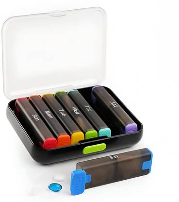 RABBONIX 07 Days 2 Times Pill Box Am Pm Travel Medicine Organizer Twice Daily Vitamin Holder Pill Box