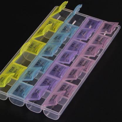 RAVARIYA 28 DAYS Pill Boxes Pill Identifier, Medicine Box, 4 Line Medicine Storage Box PACK OF 1 Pill Box