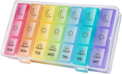 Zeinwap Weekly Pill Organizer 3 Times A Day 7 Day Pill Box – Non-BPA Food Grade Plastic – Lightweight and Travel Friendly Pill Box
