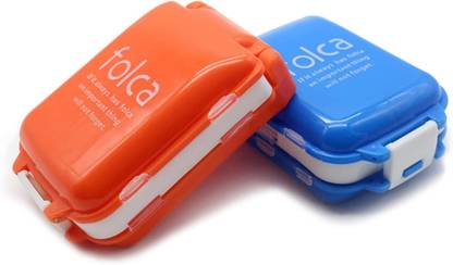 Zollyss 2Pc Medicine Box Mini Vitamin Pill Tablet Case Organizer, Folca Medicine Pill Box