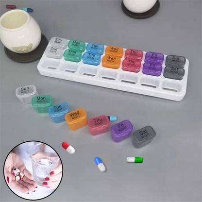 Naama MONDAY-SUNDAY Weekly Pill Organizer 3 Times A Day,Daily Pill Box,Portable Pill Case,Tablet Box Pill Box
