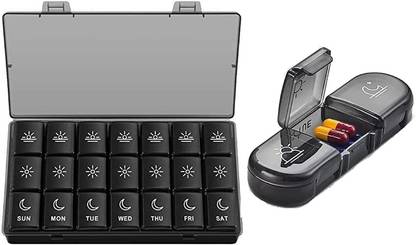 QOZWEID 7- DAY medicines organizer box Weekly Pill 3 Times a Day 7 Day Case Compartments Travel Pill Box