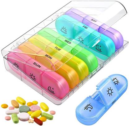 THEODORE 7 days Weekly pill organizer 3 times a day travel pill box 7 day pill case Pill Box