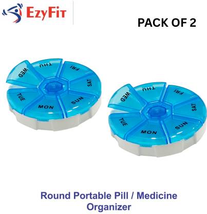 Ezyfit 7 Days Round Portable Pill Medicine Organiser for 7 Days Pill Box