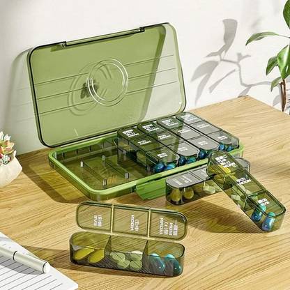 ZOMBIO Weekly Pill Organizer 7 Day, 3 Times a Day Portable Travel Pill Box with Large Compartments | Moisture-Proof Medicine Case Pill Box