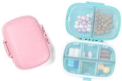WROPZO 8 Compartments Travel Pill Organizer 8 Compartments Portable Pill Box Small Daily Pill Case Pill Box