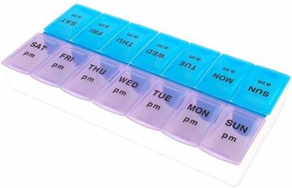 Lishonn 7-day Weekly Pill Organizer 2 line A Day 7 Day Pill Box Pill Box