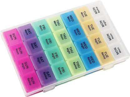 DoNain 4 Times a Day, 7 Days Daily Pill Organizers with 28 Compartments For Medicine Removable Weekly Travel Pill Box Organisers with 28 Total Compartments Pill Box