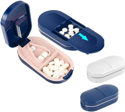 NIJEK STORE Portable Pill Box Tablets Cutter Medicine Organizer Box Pill Cutter Use Travel Manual Pill Cutter