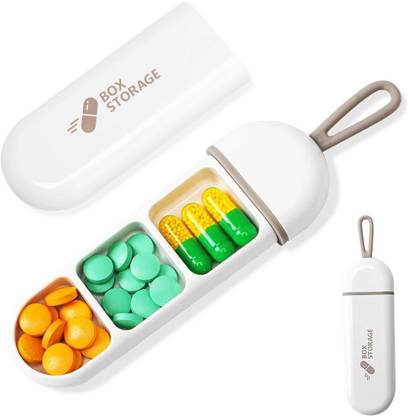 TRINGDOWN Travel Pill Organizer, 3 Compartments Portable Pill Box with Carrying Rope Travel Pill Organizer, 3 Compartments Portable Pill Box with Carrying Rope Manual Travel Pill Organizer