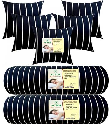 ACTOS Microfibre Bolster Pack of 7 Stripes 5 Cushion And 2