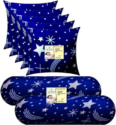 ACTOS Combo Set Of 5 Cushion And 2 Microfibre Nature Bolster Pack of 7