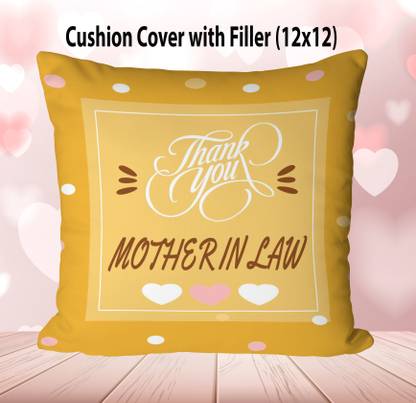 NH10 DESIGNS Microfibre Cushion Pack of 1 Solid Mother In Law Printed Cushion Pillow For Mother In Law 12x12 inch TY12CU 84