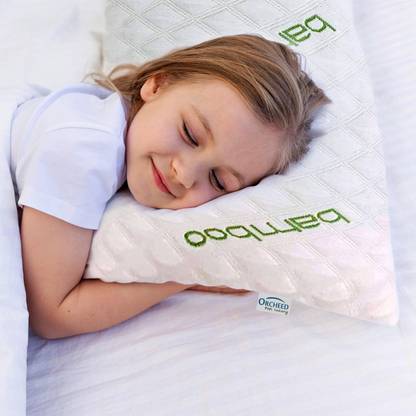 ORCHEED Bamboo Kids Pillow 12*18 Inch Ultra Supportive Shredded Toddler Pillows - Memory Foam Stripes Sleeping Pillow Pack of 2