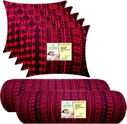 ACTOS Microfibre Bolster Pack of 7 Geometric 5 Cushion And 2
