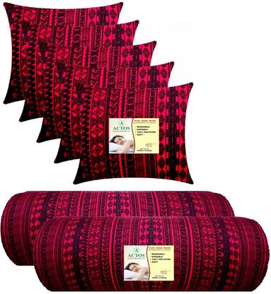 ACTOS Microfibre Bolster Pack of 7 Geometric 5 Cushion And 2
