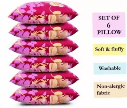 STOMIA STOMIA LUXURY SOFT PILLOW Polyester Fibre Floral Sleeping Pillow Pack of 6